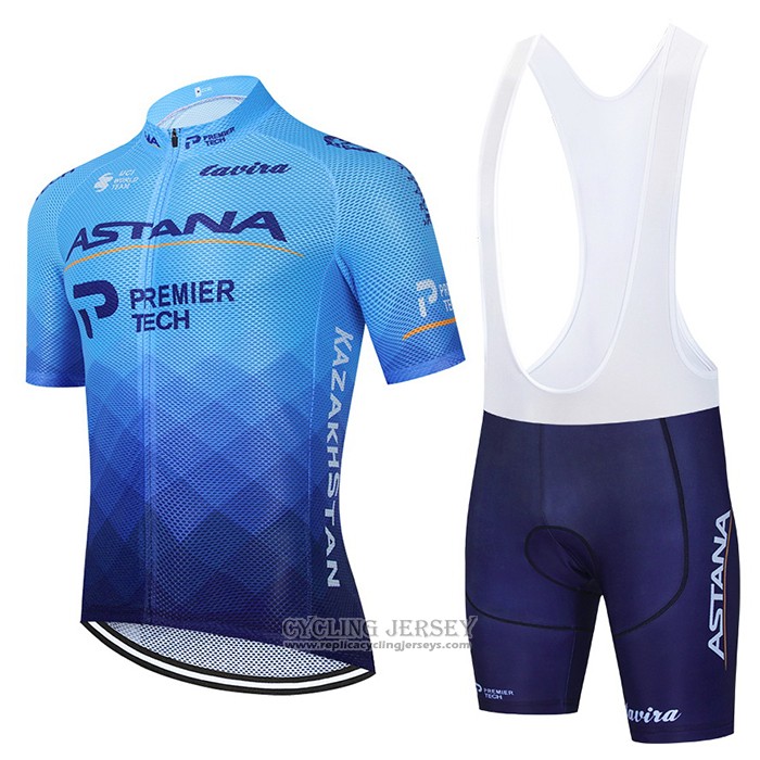 2021 Cycling Jersey Astana Blue Short Sleeve And Bib Short